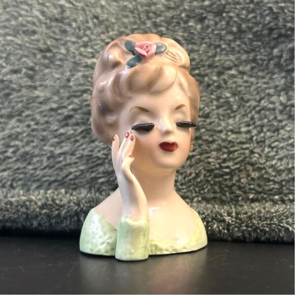 c1961 Mini Lady Head Vase by Inarco E-480 Japan Mint - Picture 1 of 10